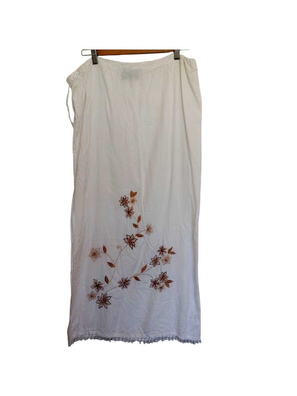 Womens Boho Embroidered Skirt Drawstring Side Slit Beach Resort Festival Y2k